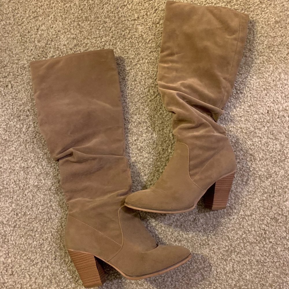 Knee high suede boots